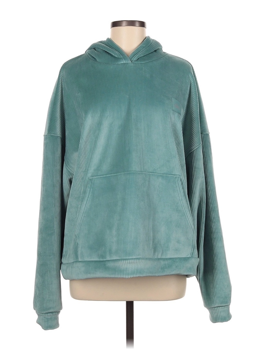 Alo Yoga Velvet Ribbed Baller Hoodie - Blue Agave